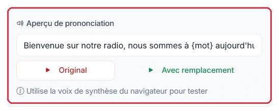 L aperçu compare la phrase avant et après remplacement