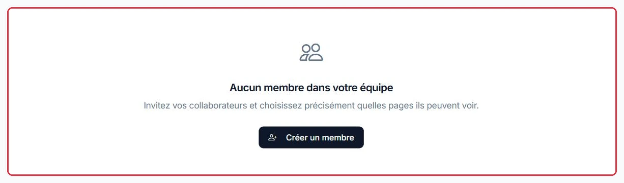 La liste des membres, ici encore vide