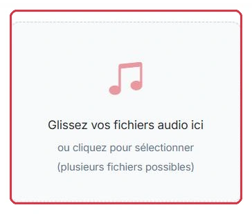 La zone de dépôt : glissez vos fichiers audio ou cliquez pour les sélectionner
