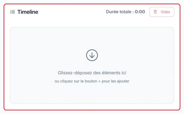 La timeline : glissez-déposez vos éléments dans l ordre voulu