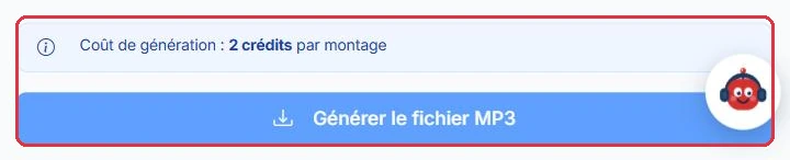 Le coût est rappelé juste au-dessus du bouton de génération
