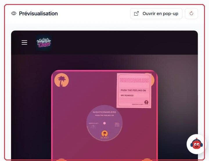 La prévisualisation, à droite : le player tel que vos auditeurs le verront