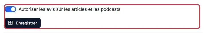 L'interrupteur d'activation et son bouton « Enregistrer ».
