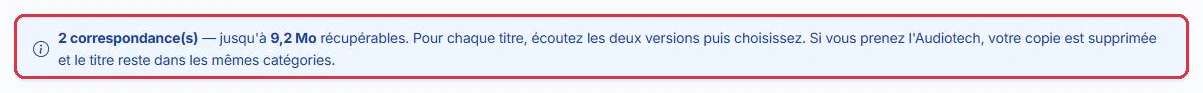 Le nombre de correspondances et l espace récupérable