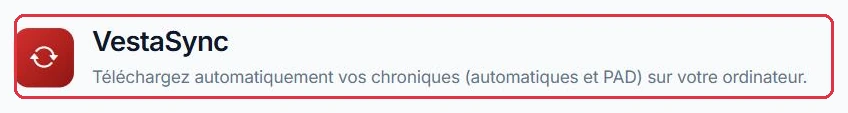 L écran VestaSync, dans le menu Diffusion web
