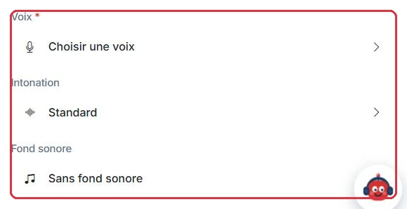 Voix, intonation et fond sonore, chacun dans son panneau